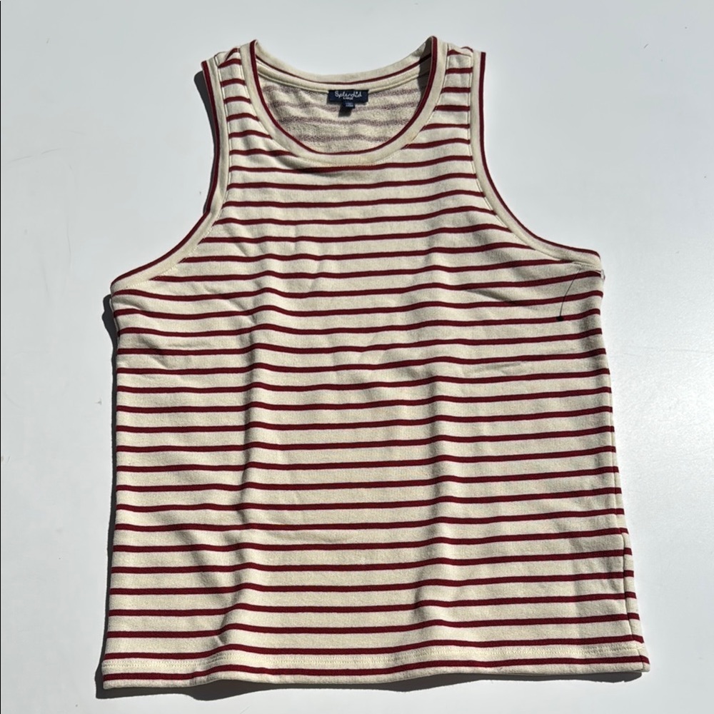 Splendid Red & Cream Striped Knit Tank Top Size Large Coastal Grandmother